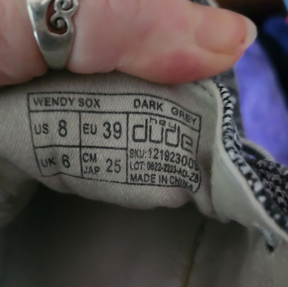 Hey Dude Ladies Wendy Sox Dark Gray Casual Slip On Shoes - Picture 10 of 10
